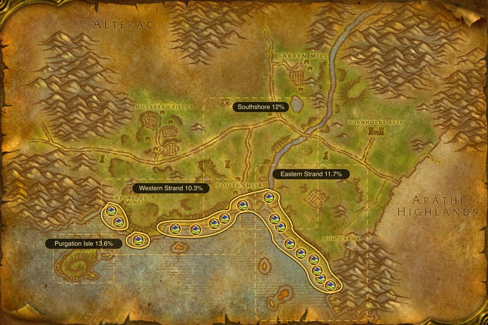 Map of Hillsbrad Foothills showing where to fish Firefin Snapper: 24 fishing pools and 4 named stretches of water