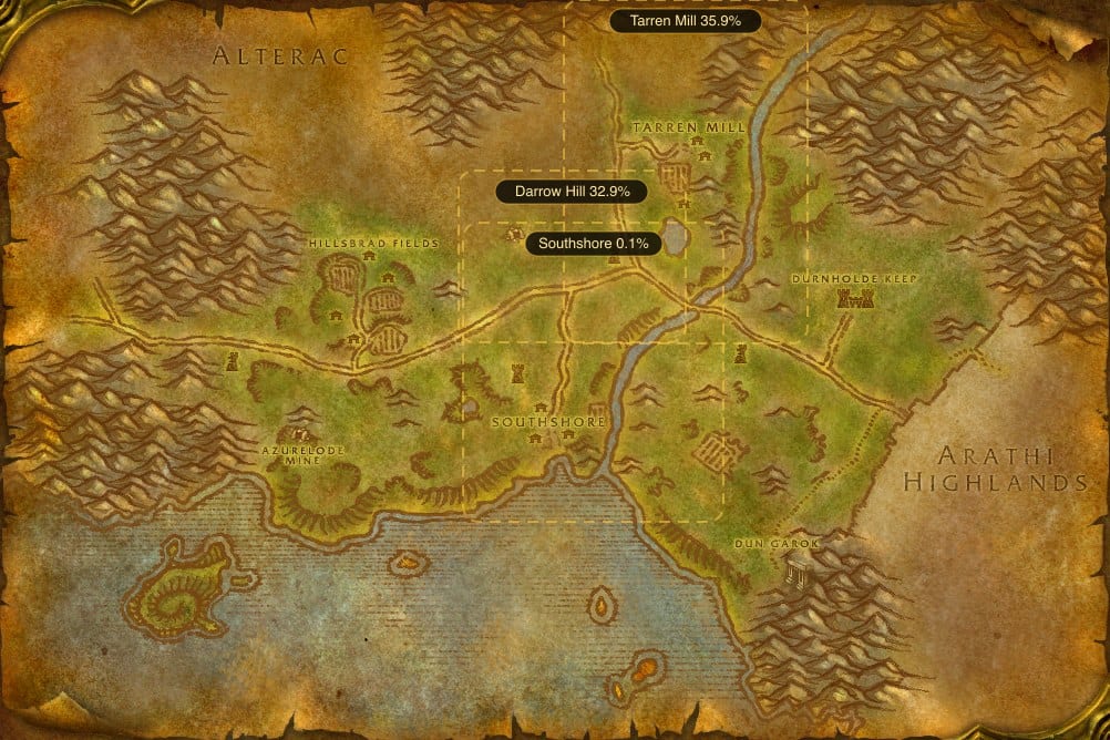 Map of Hillsbrad Foothills showing where to fish Raw Longjaw Mud Snapper: 3 named stretches of water