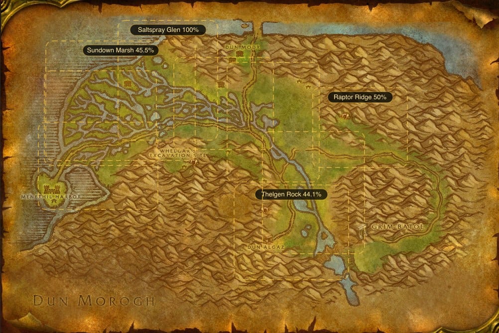 Map of Wetlands showing where to fish Raw Longjaw Mud Snapper: 9 named stretches of water