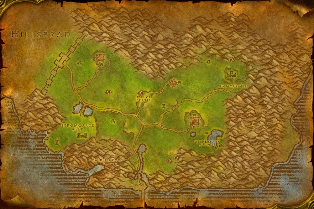 Map of Arathi Highlands, where Raw Brilliant Smallfish is caught in open water
