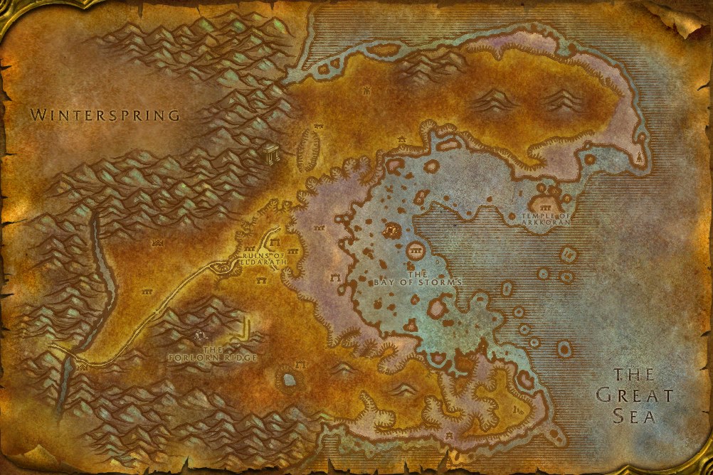 Map of Azshara, where Raw Bristle Whisker Catfish is caught in open water