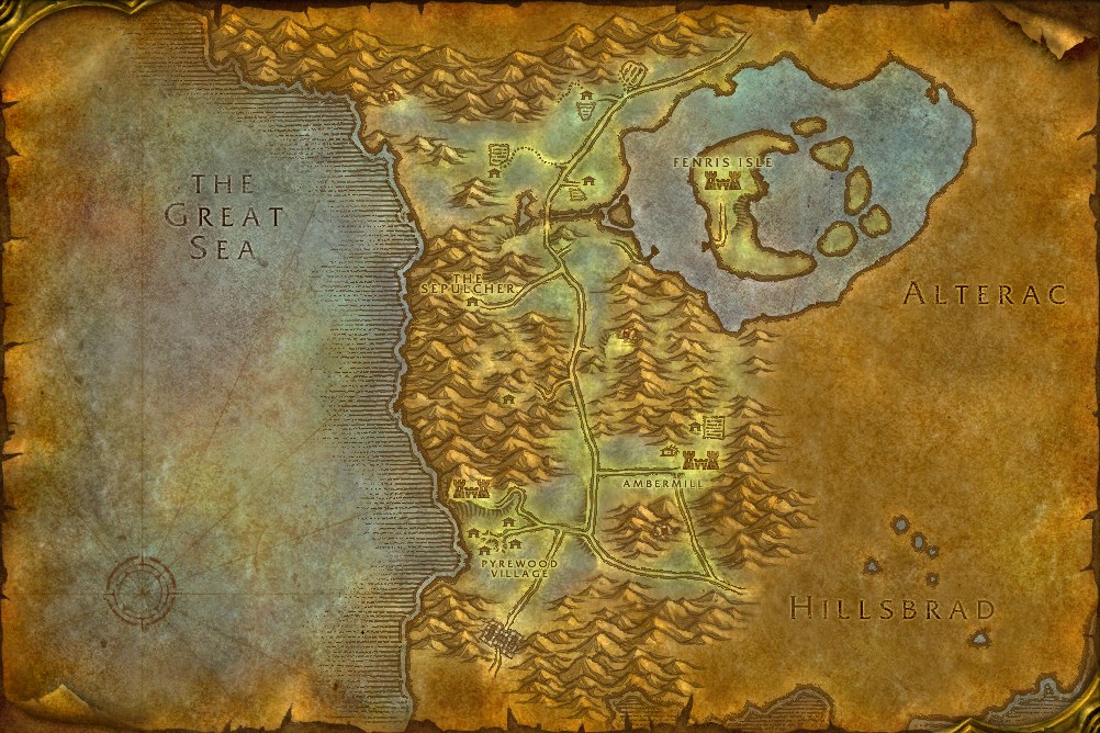 Map of Silverpine Forest, where Raw Rockscale Cod is caught in open water