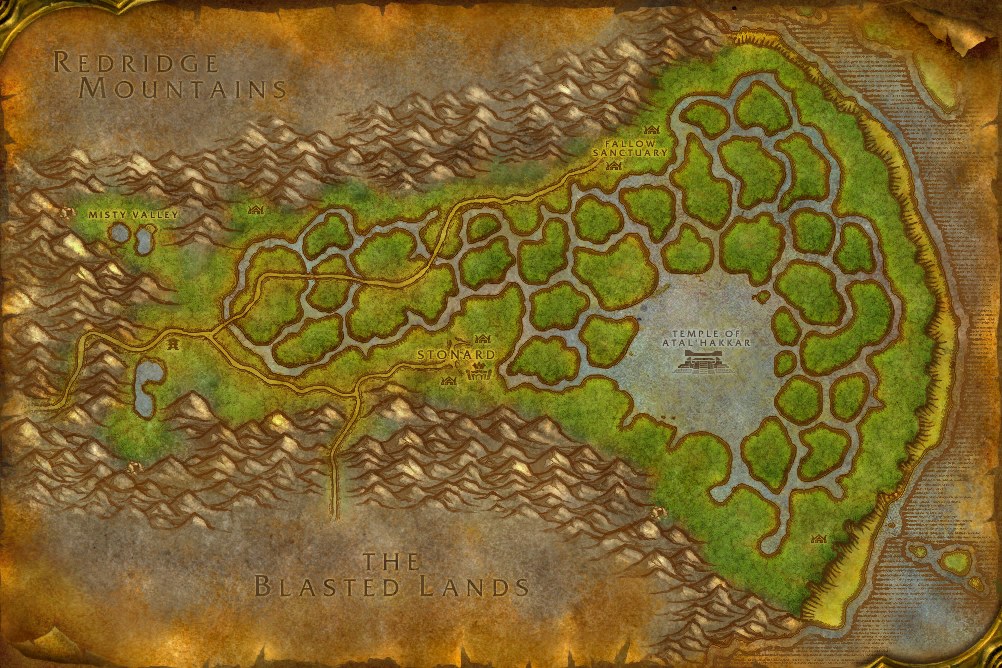 Map of Swamp of Sorrows, where Oily Blackmouth is caught in open water